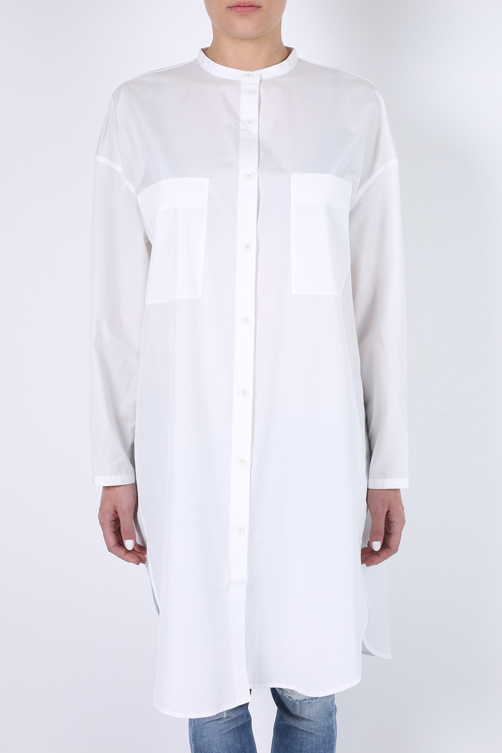 Acne Studios Long oversize band collar shirt | Women's Clothing